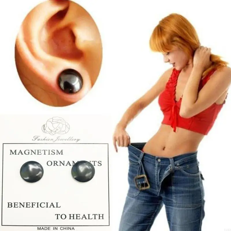 E0BD 2PCS/زوج العلاج المغناطيسي الحيوي لفقدان الوزن الأقراط #1