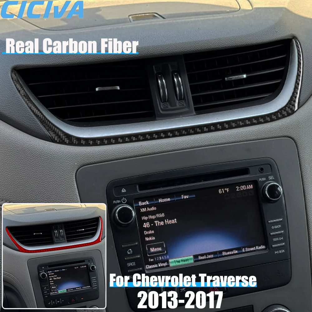 

Автомобильные аксессуары из настоящего углеродного волокна, центральная накладка на вентиляционное отверстие, мягкая наклейка для Chevrolet Traverse 2013, 2014, 2015, 2016, 2017,