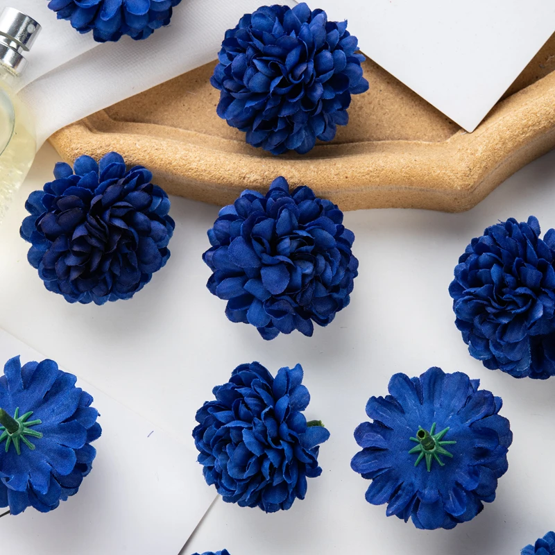50 Stück künstliche Hortensien für Hochzeit, Garten, Heimdekoration, Weihnachtsfeier, DIY-Süßigkeitsschachtel, Sammelalbum, rosa Kugel, Chrysantheme – Detail 4
