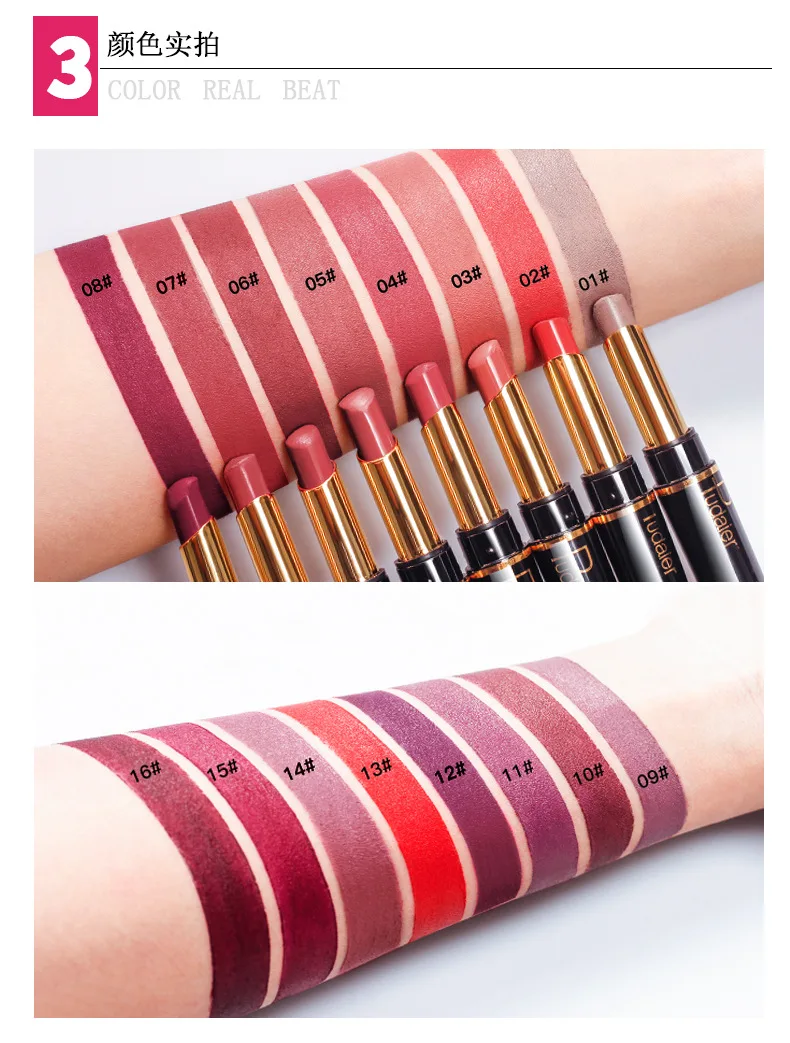 Profesjonalna wodoodporna konturówka do ust 2 w 1 z matową szminką odporną na przenikanie, długotrwała, zapewniająca idealny makijaż konturu ust