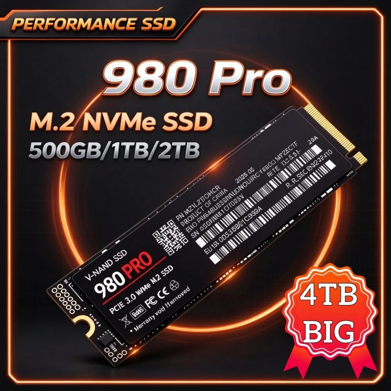 SSD interno M.2 2280 980 Pro NVMe PCIe3.0 X2, disco de estado sólido TLC 3D Nand, 1 TB, 2 TB, 4 TB, armazenamento de alta velocidade para portátil e PC de secretária.