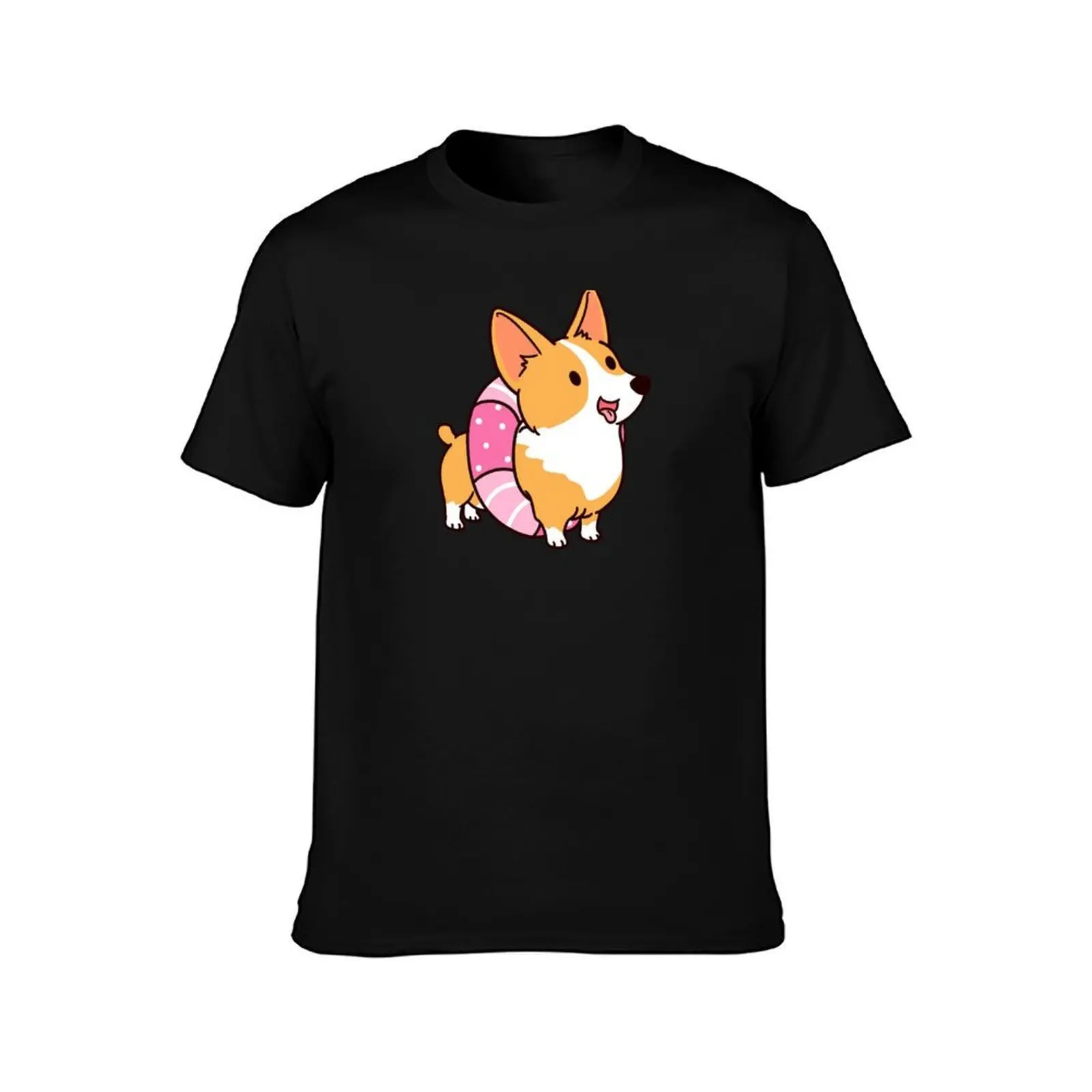 Corgi Pool Float Summer T-Shirt Big Size Crew Neck T-Shirt