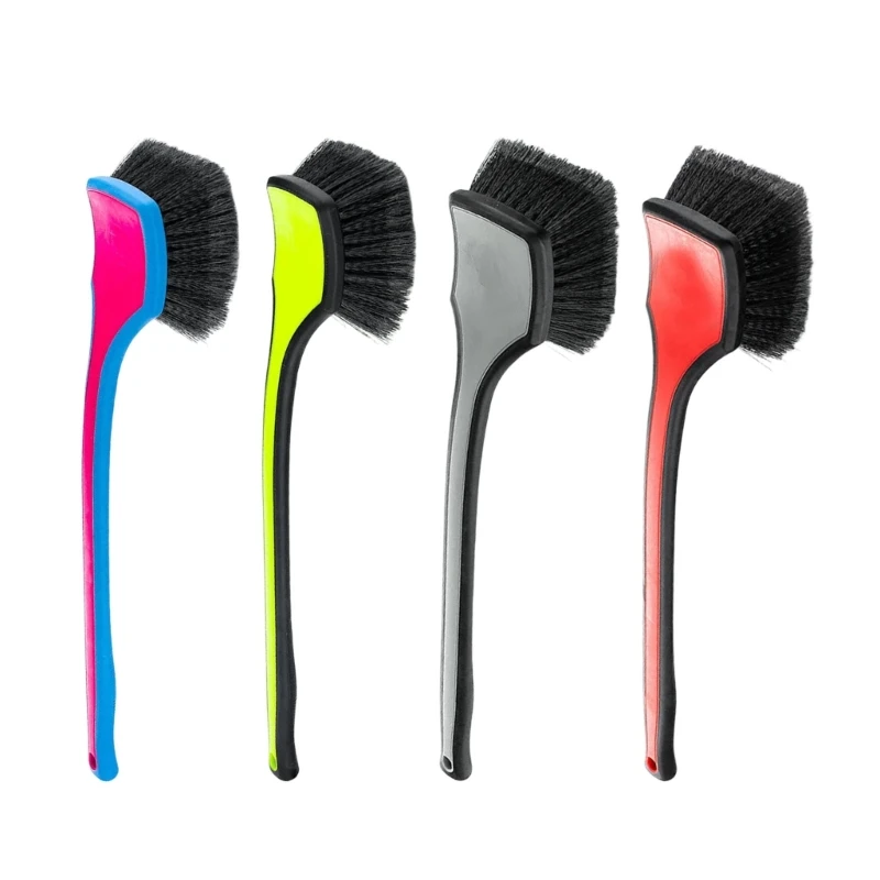 Soft Bristle Wheel Brush with Long Handle, Wide Head and Hanging Hole for Tire Cleaning, Wheel Care and Vehicle Washing