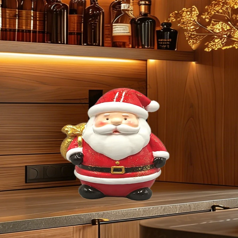 Santa Claus Resin Ornament – Holiday Atmosphere Decor Arrangement Figurine Resin Craft Display