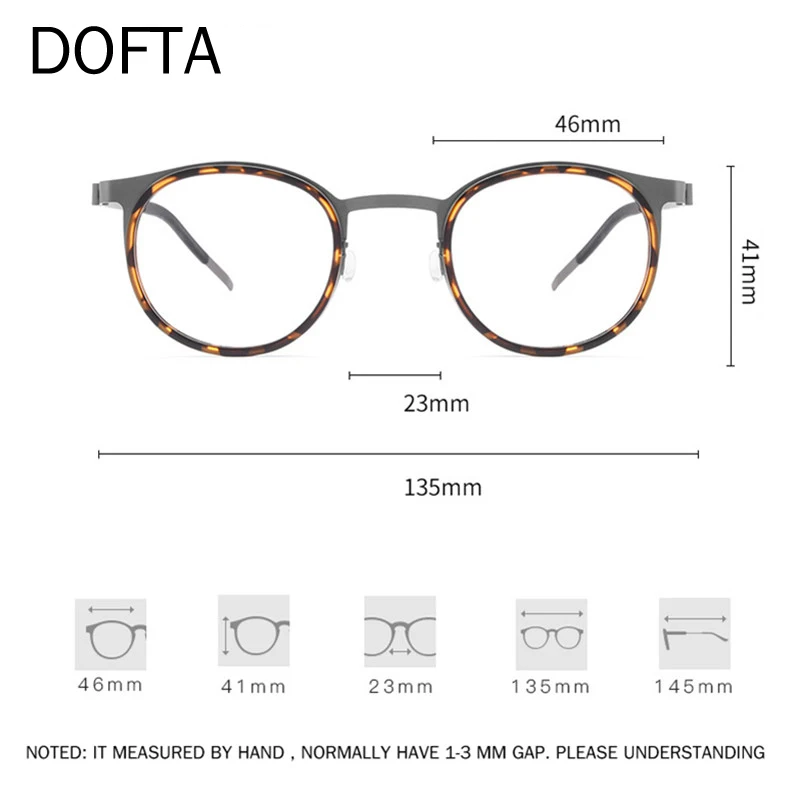 DOFTA Titanium Myopia Glasses Frame Men Vintage Round Prescription Eyeglasses Women Optical Eyewear 5810