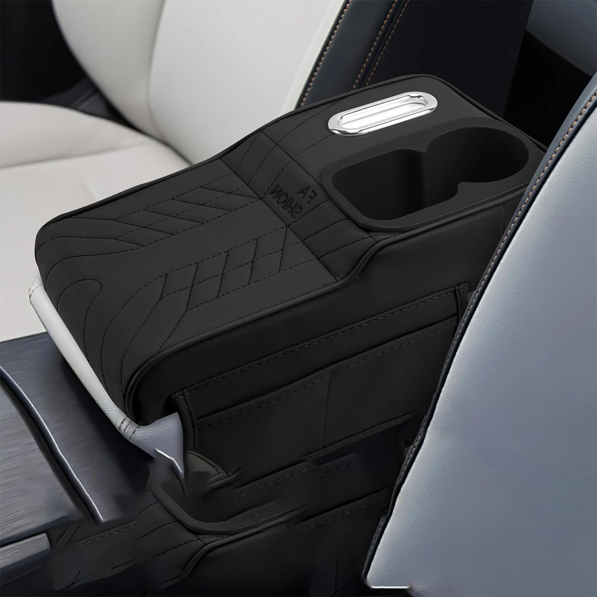 Multifunctional Car Armrest Cushion, Center Console Cover with Tissue Holder, Cup Slot and Side Pockets view 5