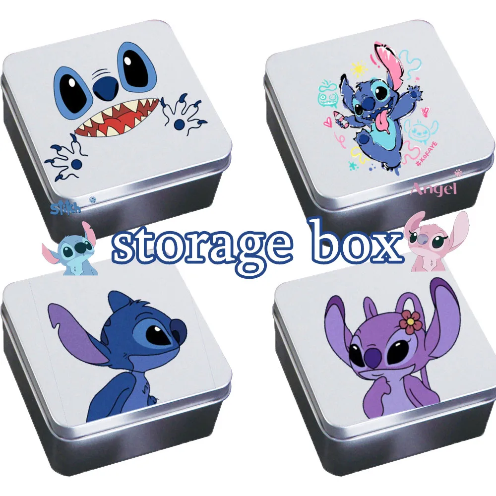 Kawaii Stitch Storage Box Exquisite Travel Child Candy Student Portable Pattern Iron Box Pill Tidy Life Daily Necessities Gift