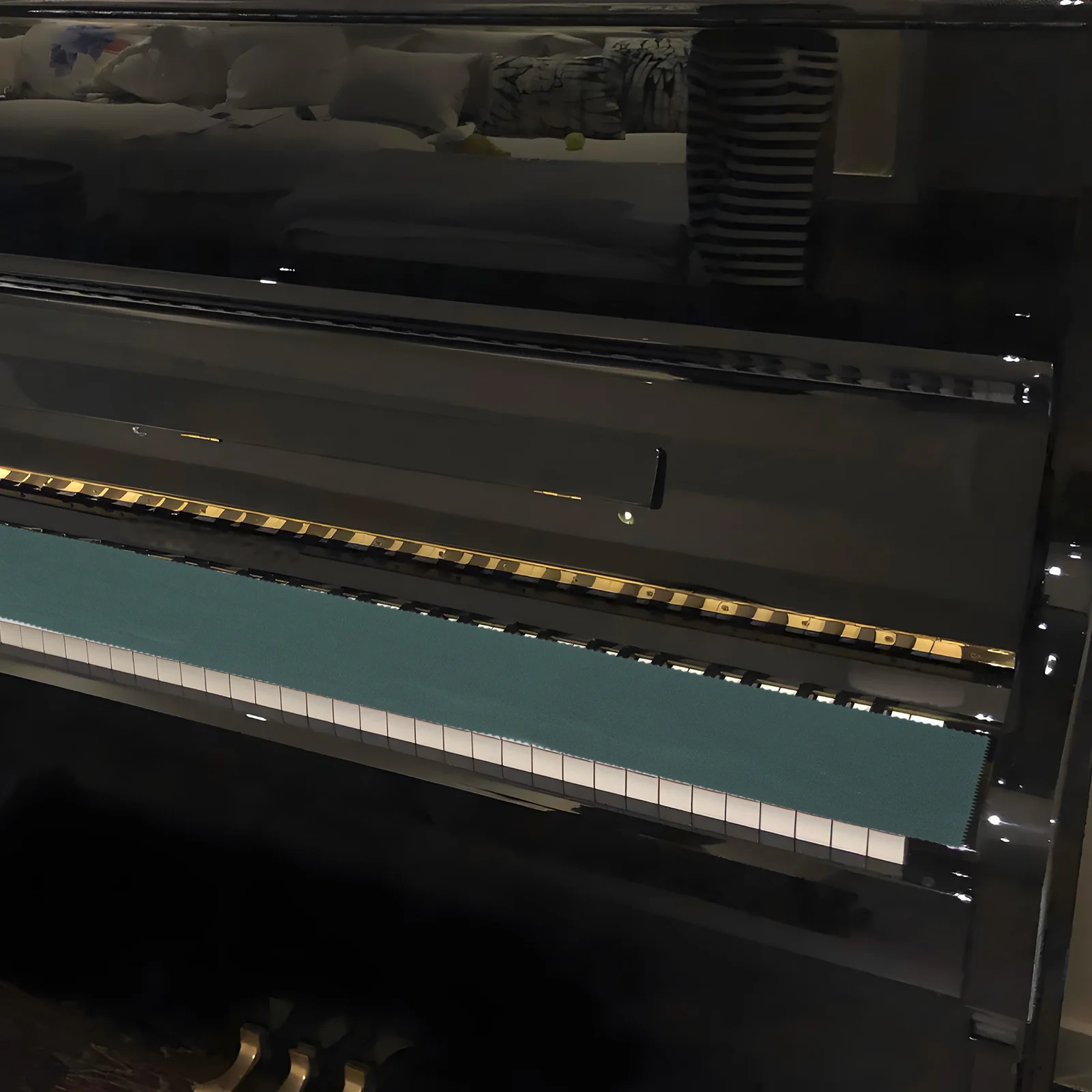 

Fabric Piano Keyboard Dust Cover Dark Green Lightweight Foldable Protector for Upright Grand and Digital Pianos Piano