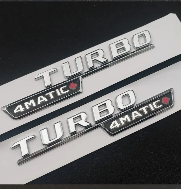 

2 Pcs 3D TURBO 4MATIC Plus ABS Lettering Car Styling Rear Emblem Badge Logo.