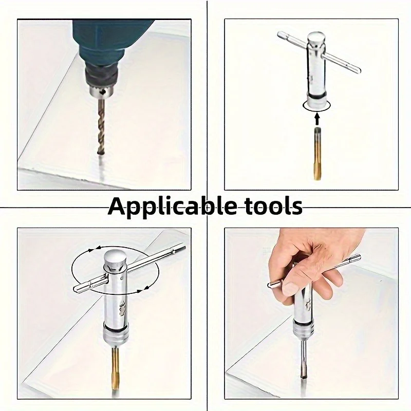 5pcs/Set Adjustable Ratchet Wrench Tap Wrench Forward & Reverse Wrench Manual Tapping Accessory