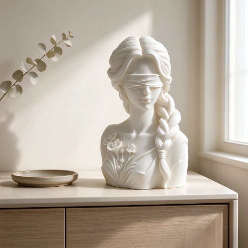 Blindfolded Themis Goddess Bust Statue,Elegant Decor for Law Office &Study,Symbol of Fairness & Integrity,Professional Sculpture