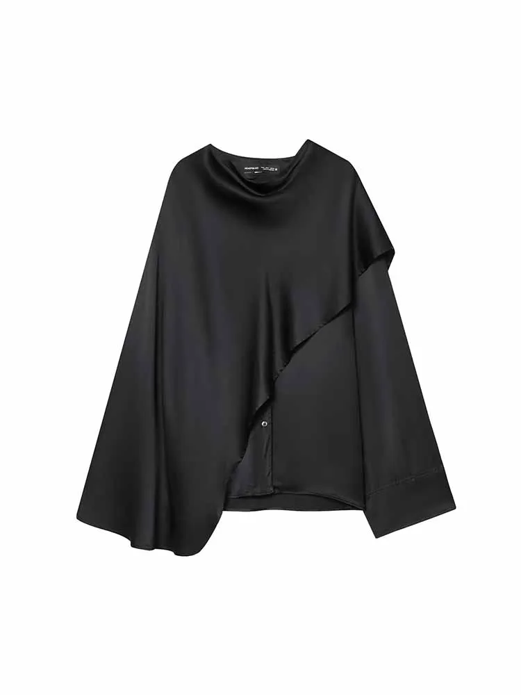 

European and American style autumn and winter new fashionable and simple women's clothing design loose and versatile shirt cape