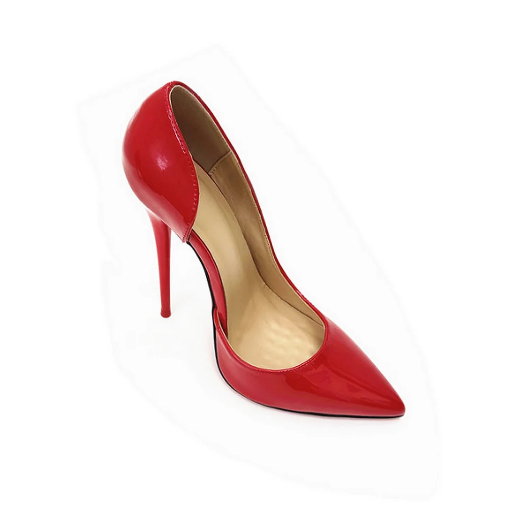 16CM/14CM High Heels Women Pumps,Unisex Stage Show Party Shoes,Patent Leather Side Shollow Slip On,Nude,White,Red,Custom Colors