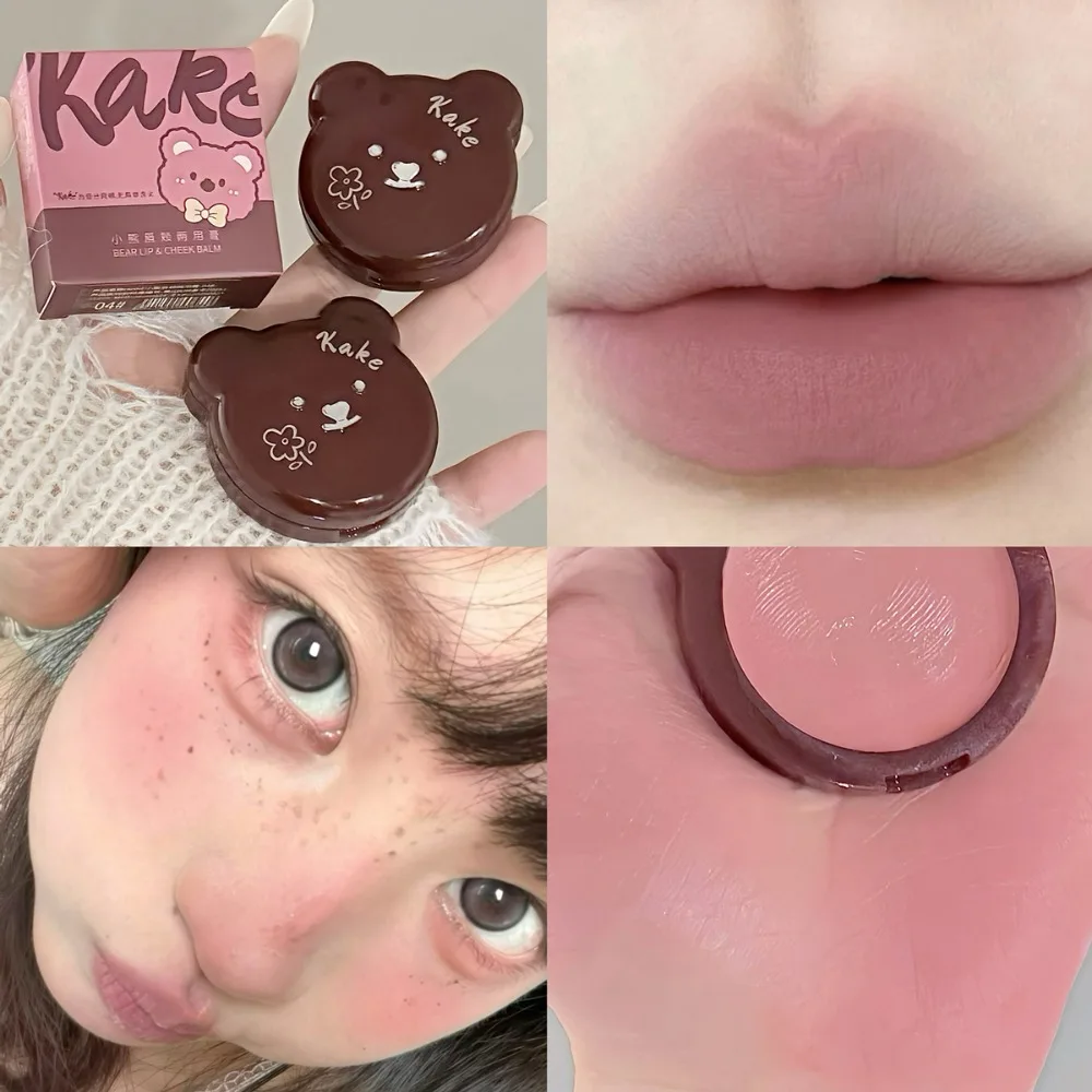 Bear Multi-use Cheek Lip Stick Creamy Soft Texture Natural Brightening Complexion Daily Blush Velvety Smooth Lipstick Makeup