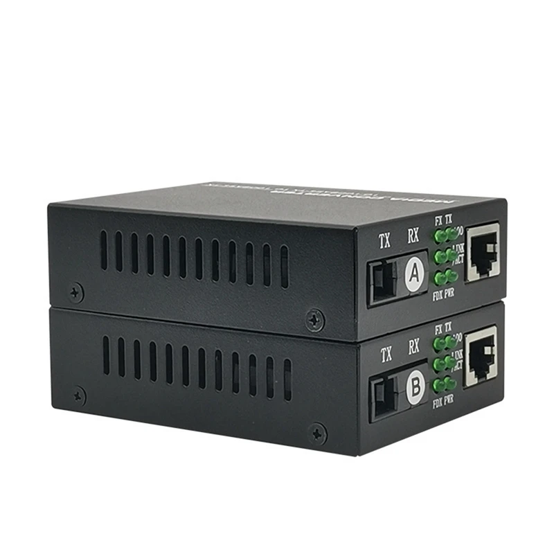 1 Pair Fiber Transceiver 100Mbps 20KM Single Mode Single Fiber SC Gigabit Media Converter 1310/1550Nm