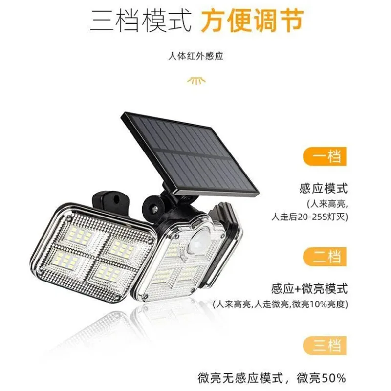 Lampu tenaga Surya LED 333เส้นความยาว5เมตร, เซ็นเซอร์ตรวจจับการเคลื่อนไหวกลางแจ้งโคมไฟพลังงานแสงอาทิตย์ติดผนังปรับ IP65ได้สำหรับการเหนี่ยวนำของมนุษย์กันน้ำ