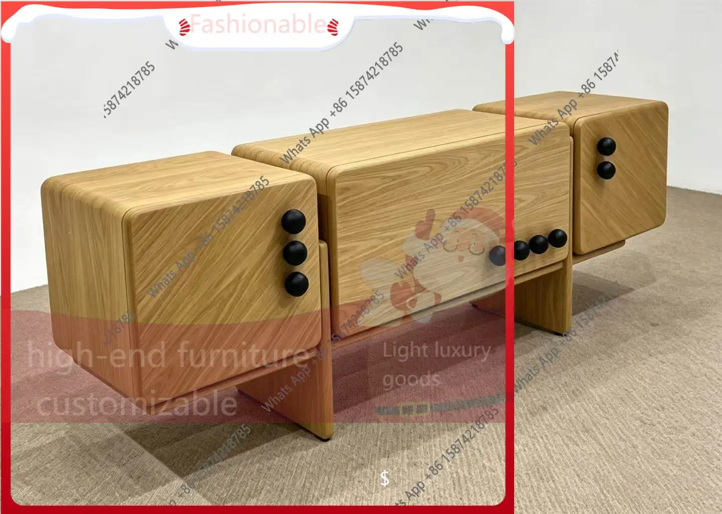 

LU Medieval TV Cabinet Designer Entrance Cabinet Nordic Solid Wood Floor Cabinet High-end Art Dining