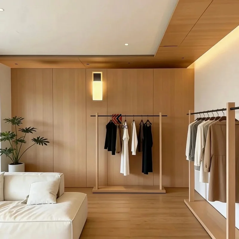 custom.Minimalist Modern Clothing Display System with Custom 3D Design Service Apparel Boutique Retail
