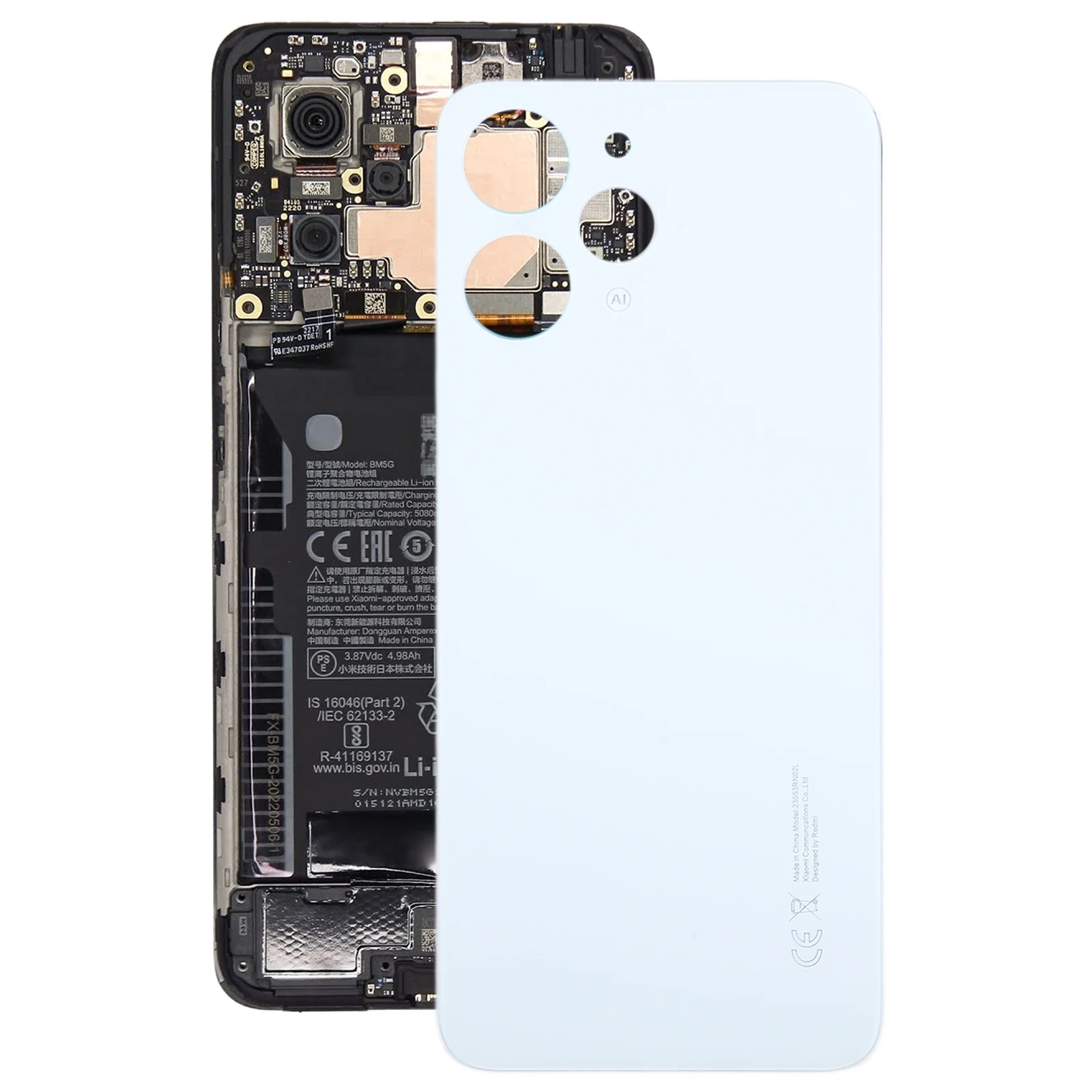 Glass Material Battery Back Cover for Xiaomi Redmi 12 4G Phone Rear Housing Case Replacement