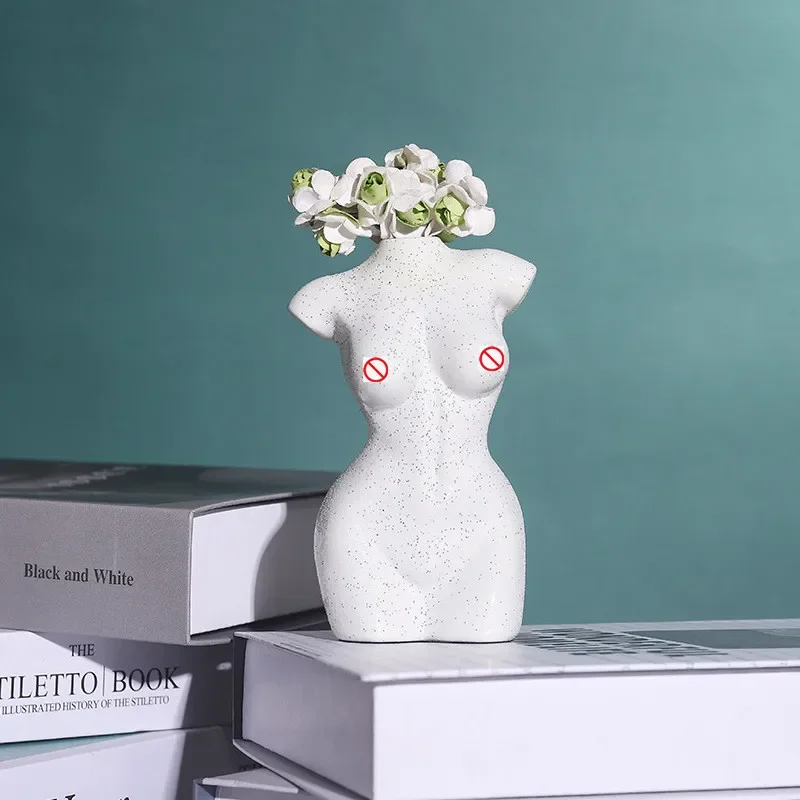 Resin Vase Human Body Nude Woman Spot Handicraft Furnishings Flower Arrangement Accessories Modern Home Decoration Flower Vase