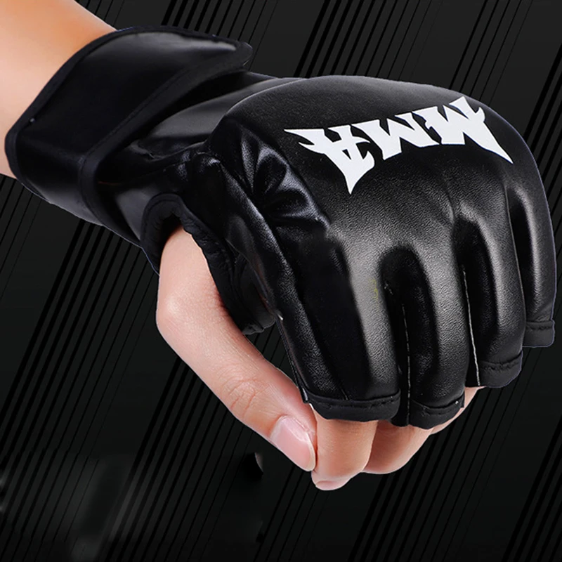 Guantes de boxeo profesionales de medio dedo para adultos, Mma, Muay Thai, Sanda, guantes de entrenamiento transpirables, guantes de lucha