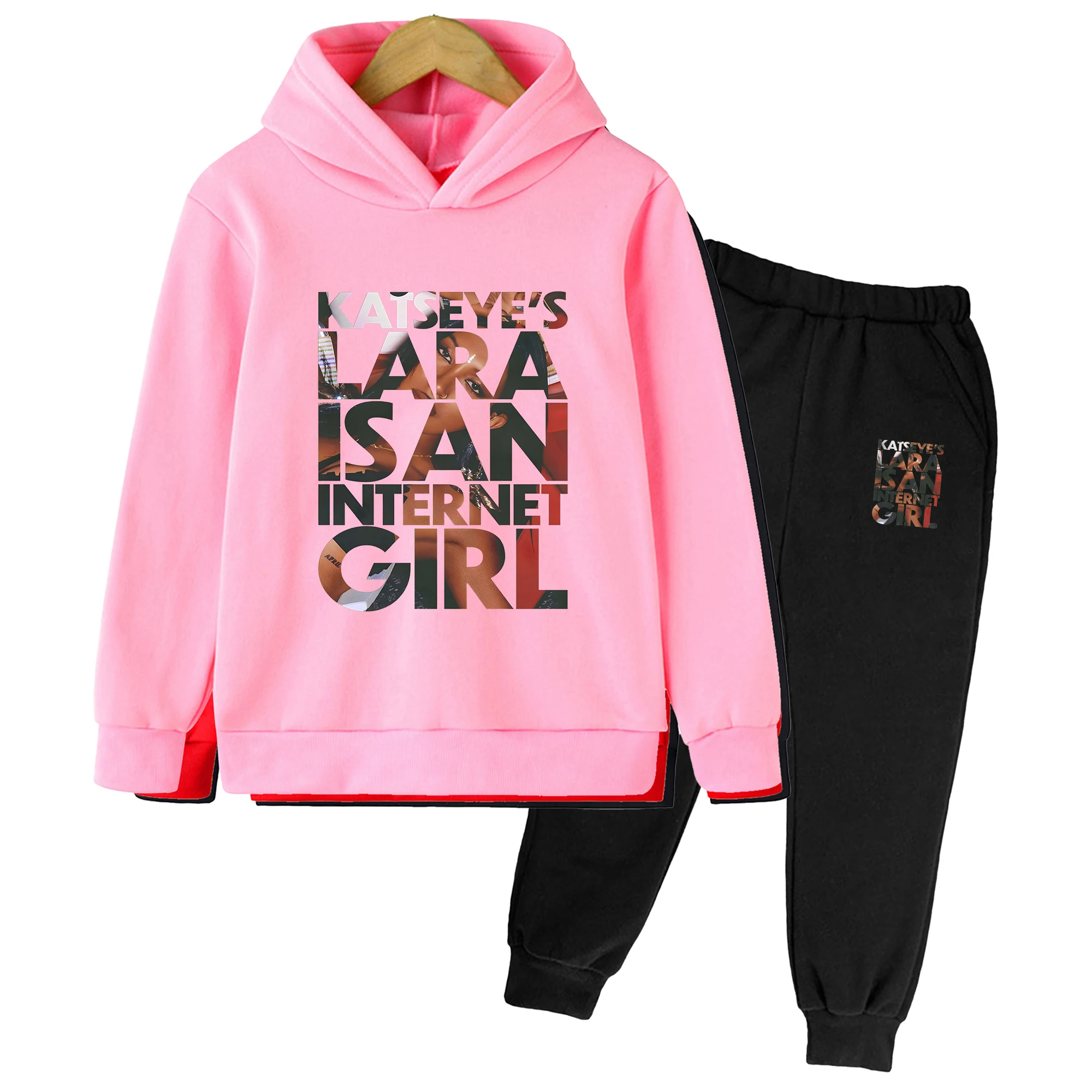 Girls Fleece Hoodie Pants Set Katseye Korean Style Gothic Y2k Gnarly Merch Fans Sweatpants For 3-14Y Kids Girls Cute