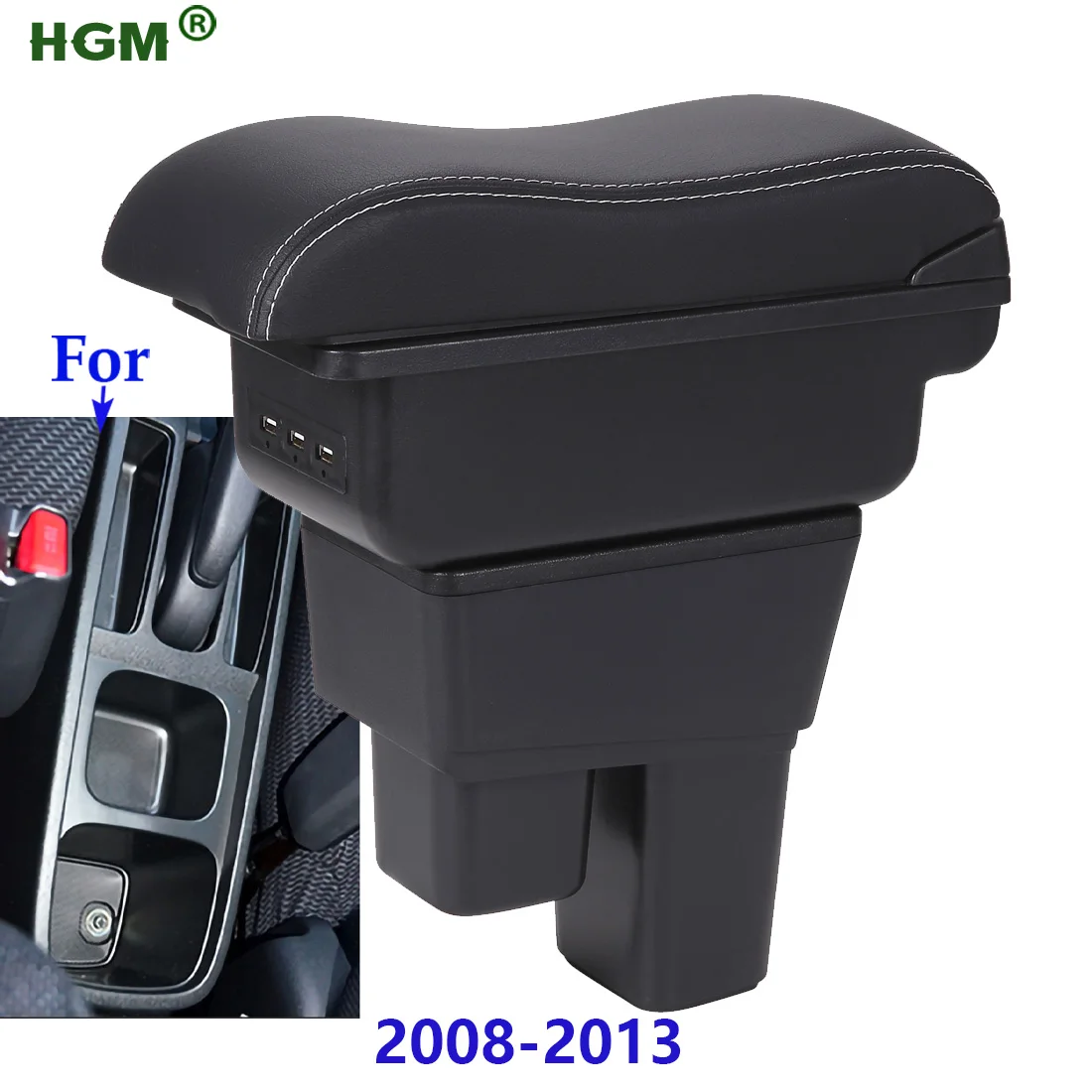 For Honda Jazz 2 Armrest Box Fit Jazz 2 2009 2010 2011 2012 2013 Car Storage box Interior Details Retrofit parts
