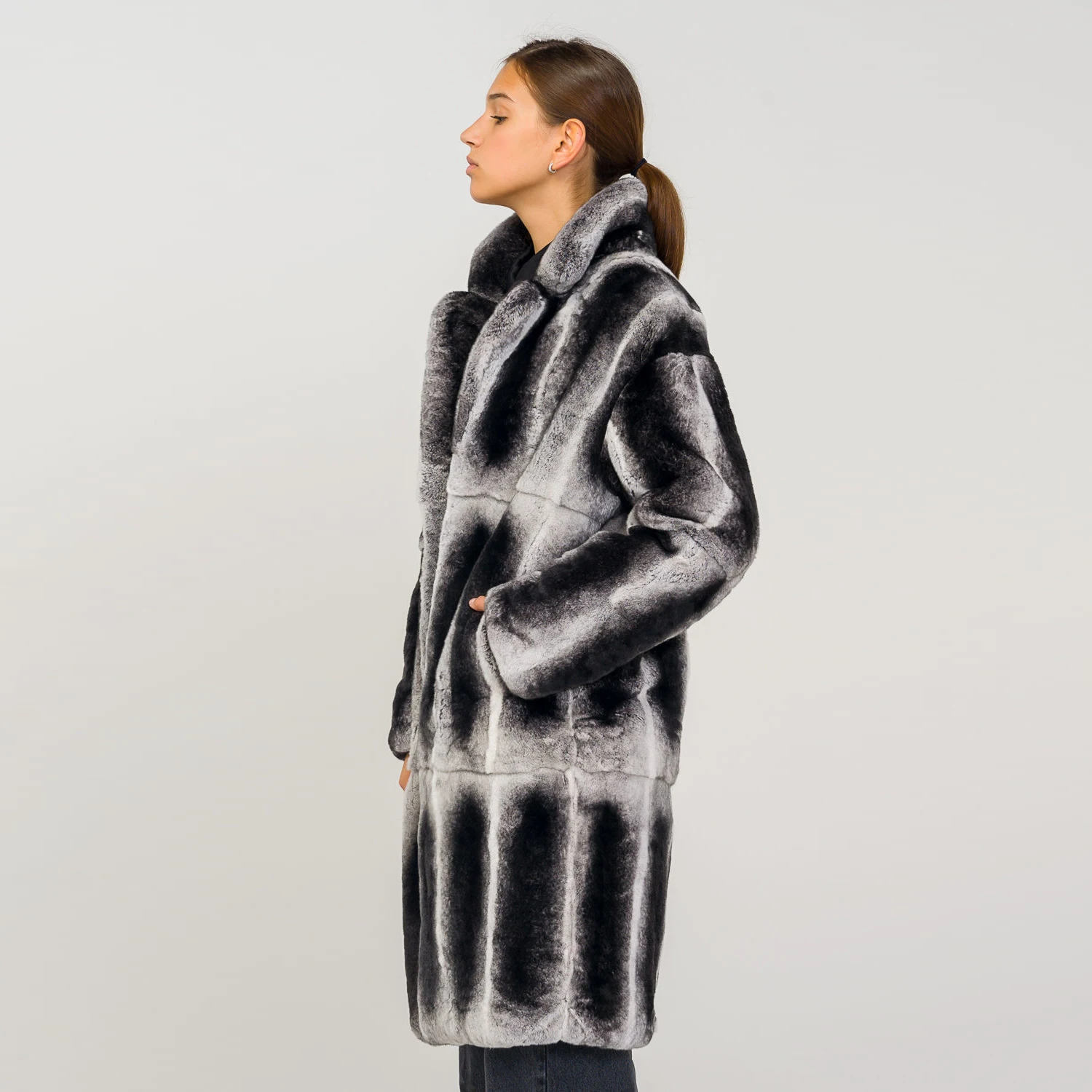 Women Winter Real Rex Rabbit Fur Long Jacket Coat Luxury Genuine Fur Warm Overcoat Female Natural Fur Thick Coats