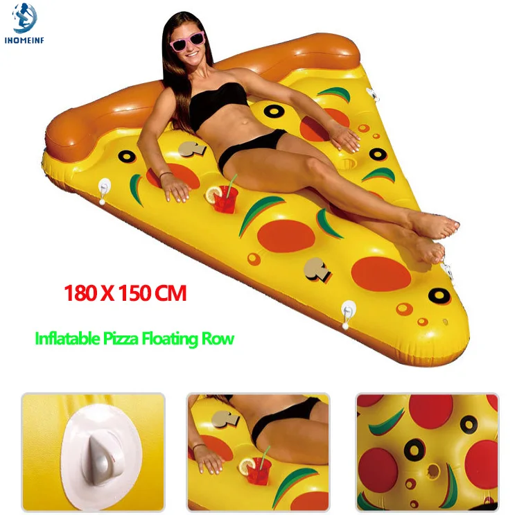 New 180X150CM Inflatable Pizza Floating Row 0.25mm PVC Water Floating Bed Adult Air Mattress Bed Inflatable Pizza Lounger