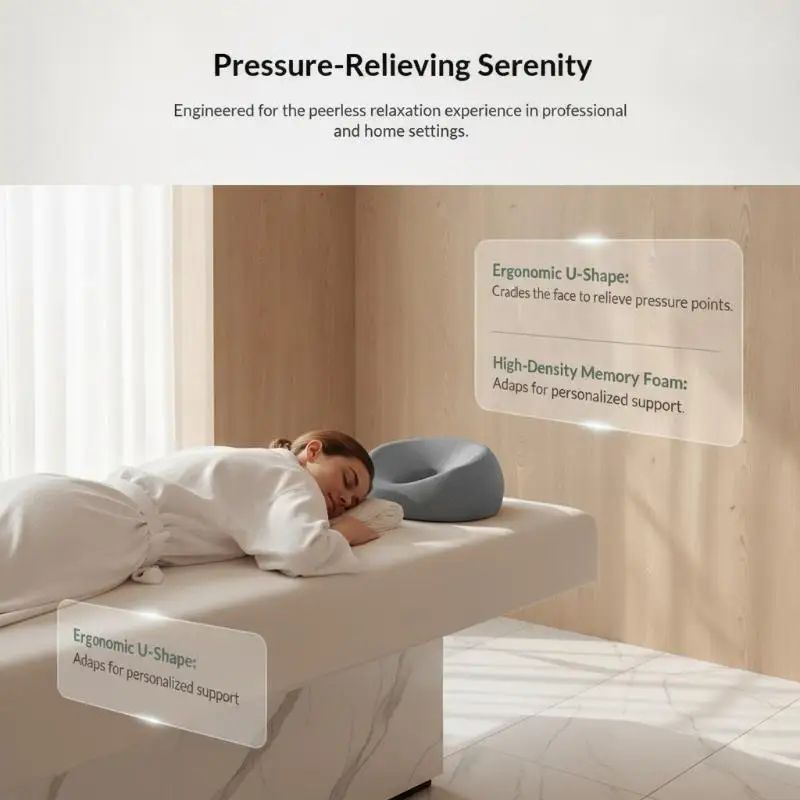 Face-Down Pillow Ergonomic Memory Foam Breathable Provides Comprehensive Face Neck Massage Support Pillow