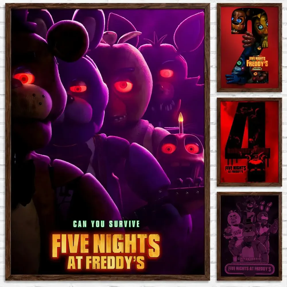 Horror Survival Game Fnaf Five-nights-At-Freddys Poster Self‑Adhesive Waterproof Poster Sticker Wall Art Home Decor