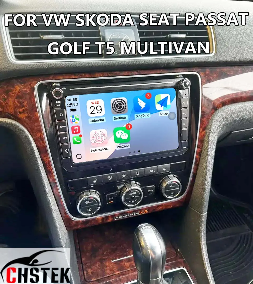 Car Radio Bluetooth For VW T5 Multivan Golf Polo Passat B6 7 Transporter Fapid Skoda Seat Wireless Carplay 4G Android GPS WIFI