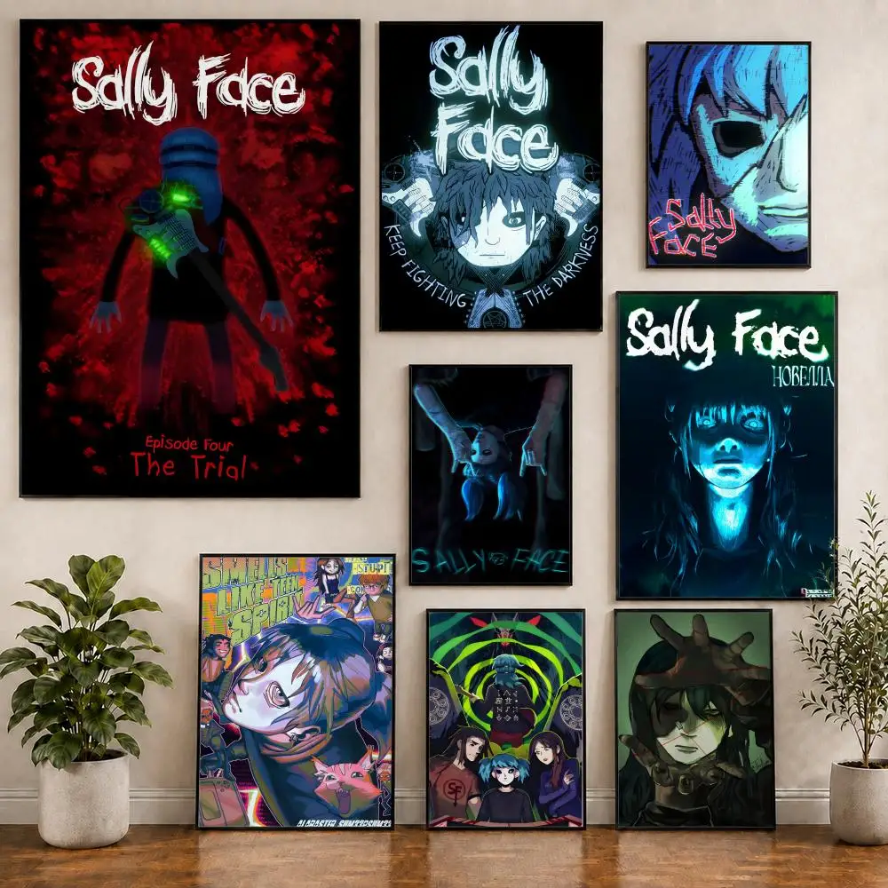 Game Sally Face Sal Fisher Poster, PVC, HD, zum Abziehen und Aufkleben, modernes Poster, für Zuhause, Büro, Wohnzimmer, Esszimmer, Wanddekoration