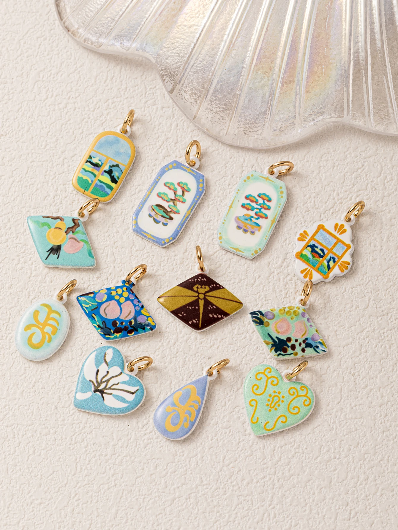 Modische Niedliche Cartoon-Serie Bunte Pflanzen Blumen Landschaft DIY Anhänger Charms für Schmuck – Detail 2