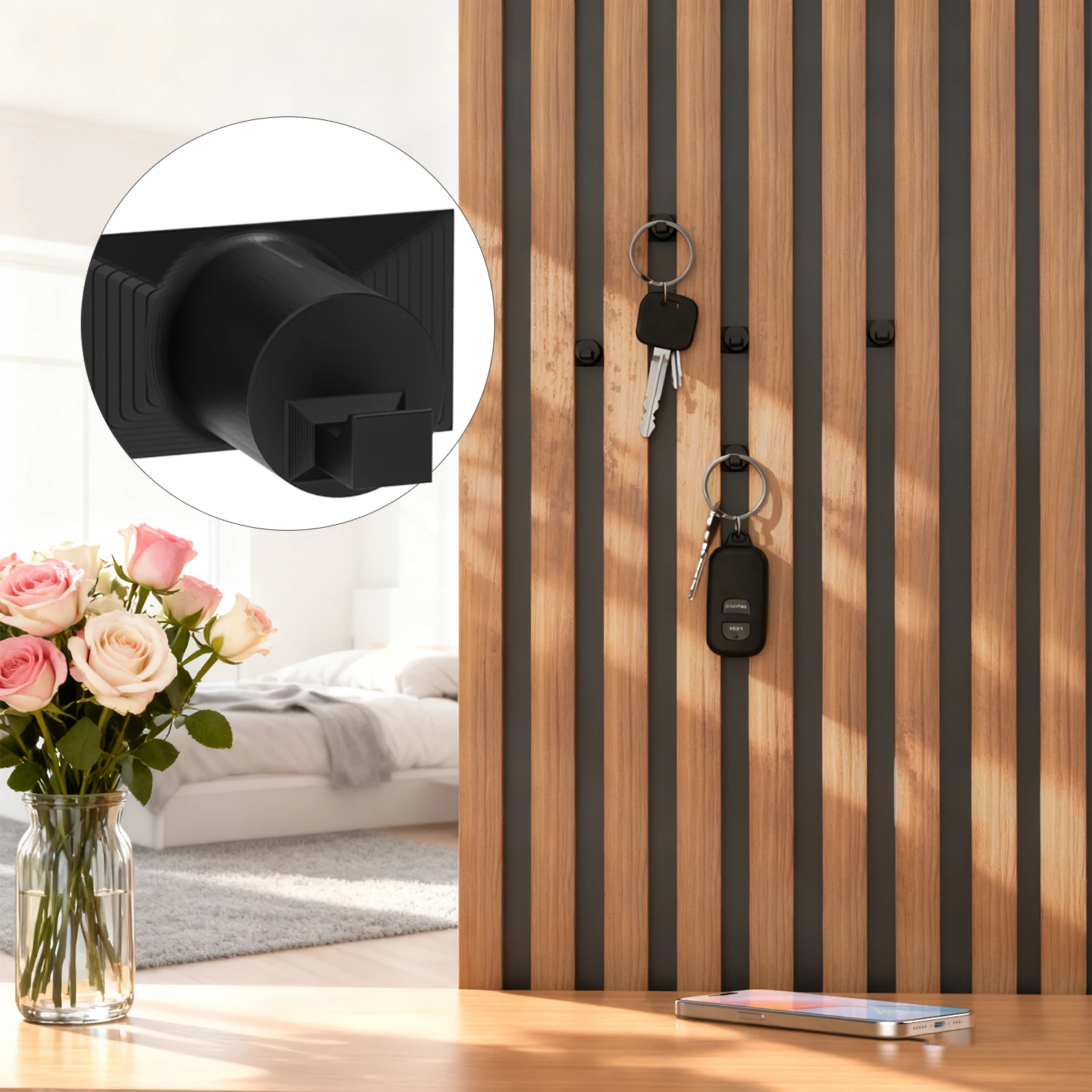 6-Pack 14mm Groove Acoustic Panel Hooks, No-Drill Design, Rust-Resistant and Practical Hooks, Suitable for Office/Meeting Room A