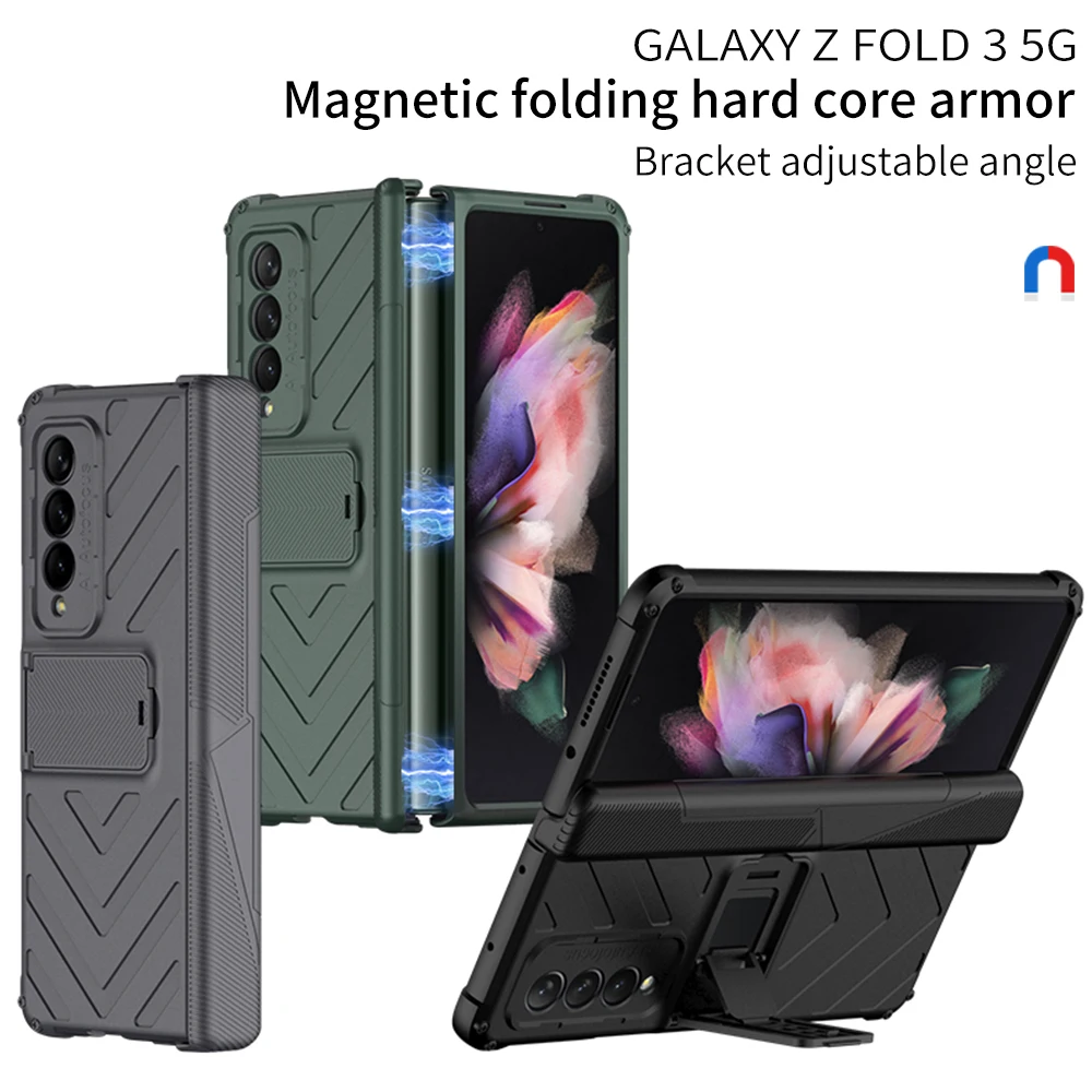 

Новый сверхпрочный армированный чехол для Samsung Galaxy Z Fold 3 W22 5G Fold3 Магнитный защитный Кронштейн регулируемый чехол с подставкой
