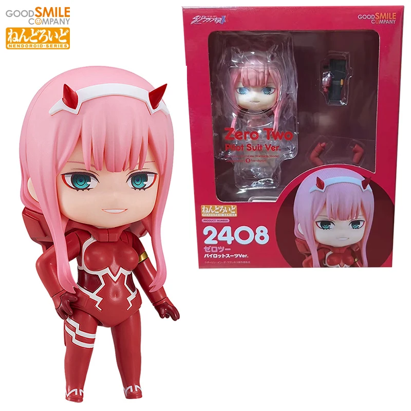 Em estoque GSC Nendoroid No.2408 Zero Two: Terno piloto Ver. (DARLING in the FRANXX) Brinquedos modelo de coleção de bonecos de ação agradáveis de 100 mm