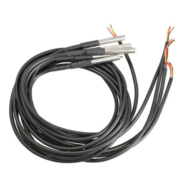 

5pcs Waterproof Temperature Sensors 100cm Cable 6x50mm Stainless Steel 3V-5V Color