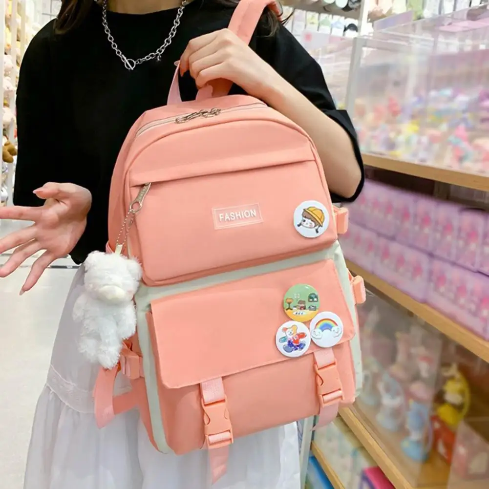 Tas ransel kapasitas, Set ransel kapasitas, tas ransel pelajar, dengan tas selempang, tempat pensil, tas lempar, kapasitas, penutup ritsleting untuk siswa