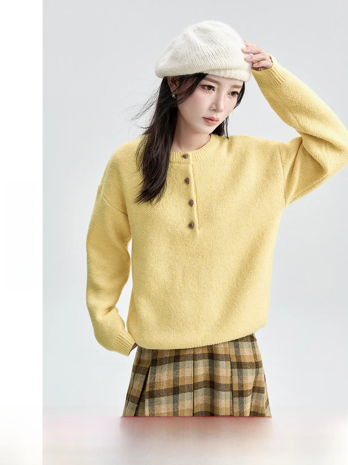 

Guier Women's Knitted Sweater round Ne Loose Fit Casual Sle Autumn Winter New Arrival Faionable Versatile Comfortable Top