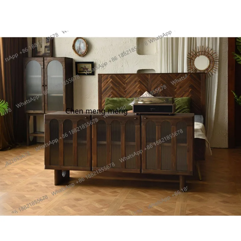 

Retro solid wood dining side cabinet, living room home storage display, wall cabinet