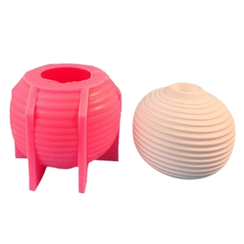 Y166 Sphere Stand Molds Striped Sphere Candlestick Molds for Making Candlestick Tealight Holder Room Decorations