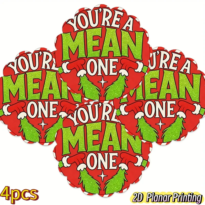 VIKAMA 4 قطعة عيد الميلاد الوحش تحت عنوان تحديد الموقع سانتا كلوز قفازات مستديرة متموجة الدانتيل طاولة طعام تحت عنوان مطعم الديكور #1