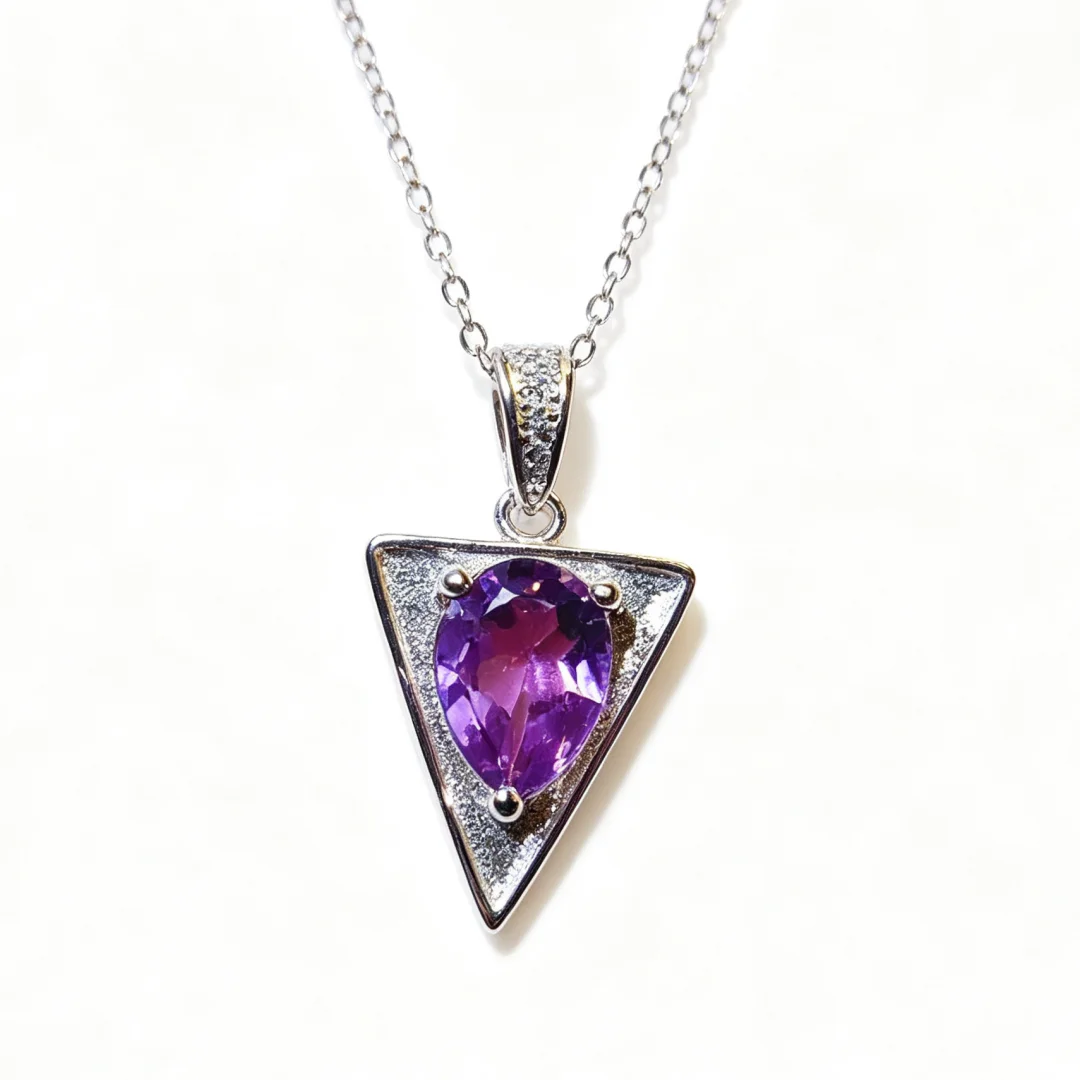 Waterdrop Design Natural Amethyst Pendant S925 Silver Inlay Rich Saturated Purple Premium Stone Daily Matching Jewelry