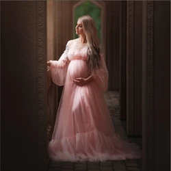 Maternity Dresses For Baby Showers Sexy Long Tulle Pregnant Women Photography Shoot Party Wedding Pregnancy Maxi Gown Photo Prop