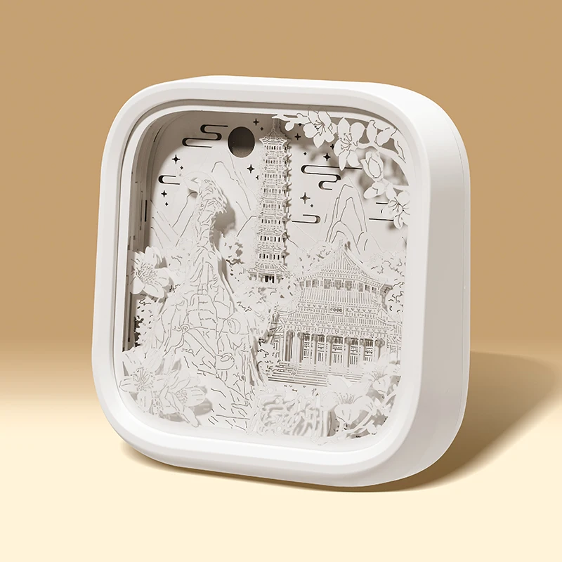 Luz noturna de corte de papel arquitetônico chinês, autêntico, lembrança de viagem, presente em miniatura, peça de exibição quente, ambiente, casa, acento