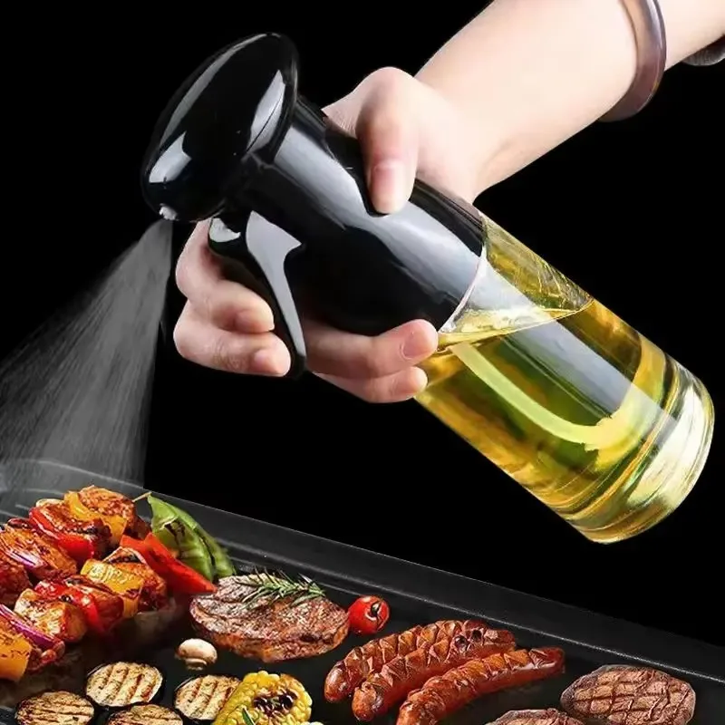 1/2Pcs Black Transparent Kitchen Oil Bottle Cooking Oil Spray Olive Oil Bottle Fitness Barbecue Spray Oil Dispenser Household