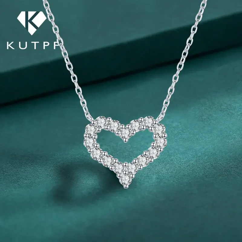 

1CT Heart Moissanite Pendant Necklace for Women S925 Silver Sterling Chain Simulated Diamonds Fine Jewelry Birthday Gift KUTPF