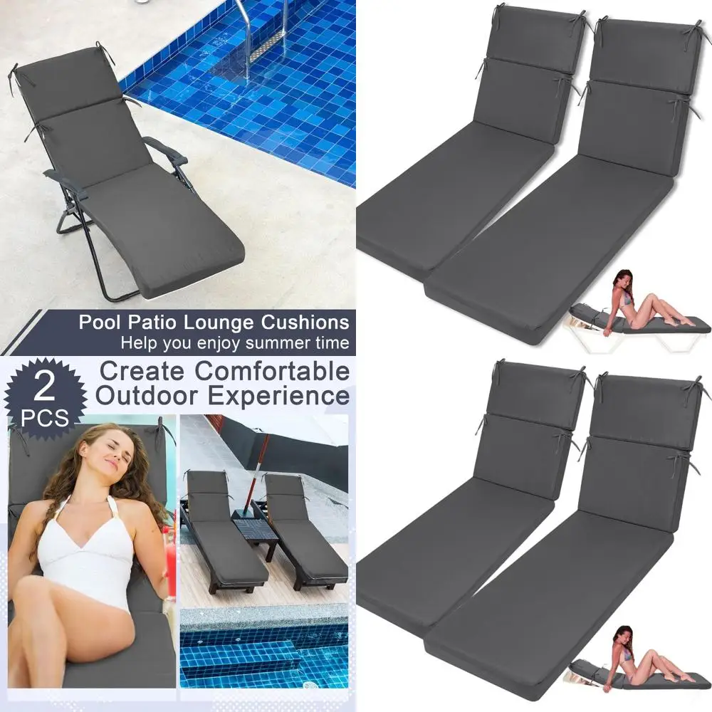 

Gray Indoor/Outdoor Chaise Lounge Cushions for Patio Furniture Replacement
