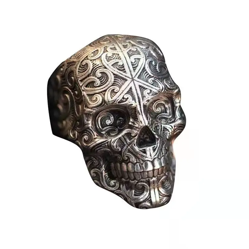 Personality Skull Head Adjustable Ring Men's Fashion Goth Punk Finger Ring Hip Hop Jewelry Male Women's Cool Rings Accessories